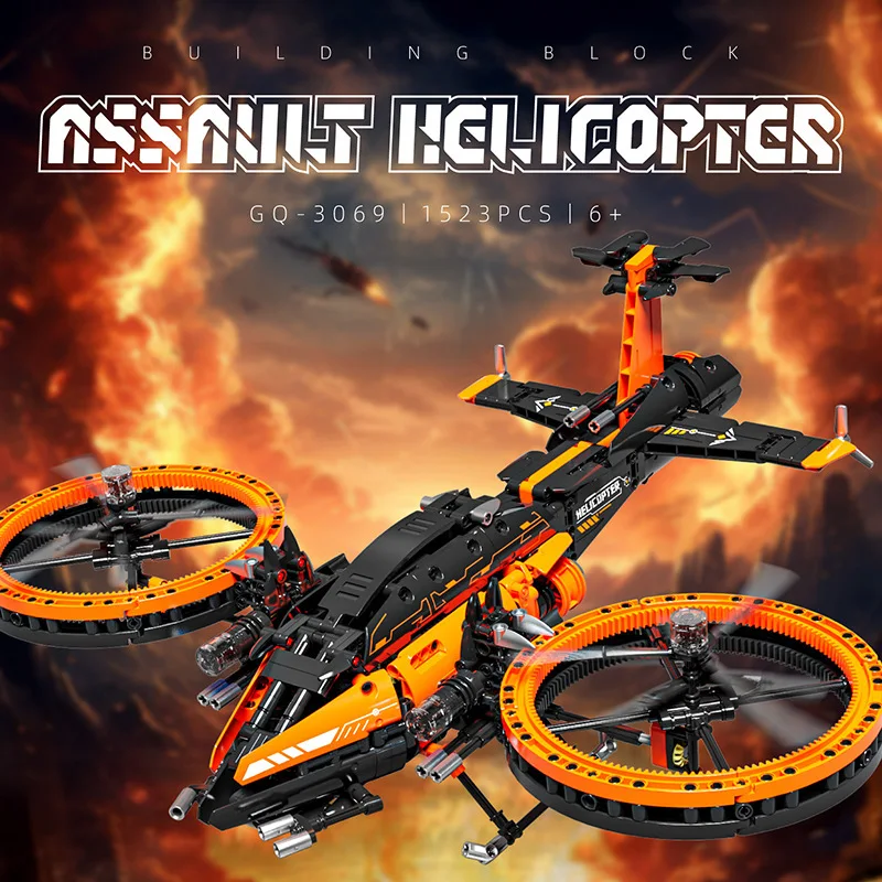 IN MAGAZZINO MOC Tecnico Militare Aerei da combattimento Building Blocks Assemblaggio di elicotteri Mattoni Modello Giocattoli per bambini Set regalo