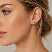 Boucles d'oreilles clous en acier titane avec zircone cubique 6 mm, strass, pour cartilage, piercing hélix, bijoux à visser, pour hommes et femmes, cadeau 6