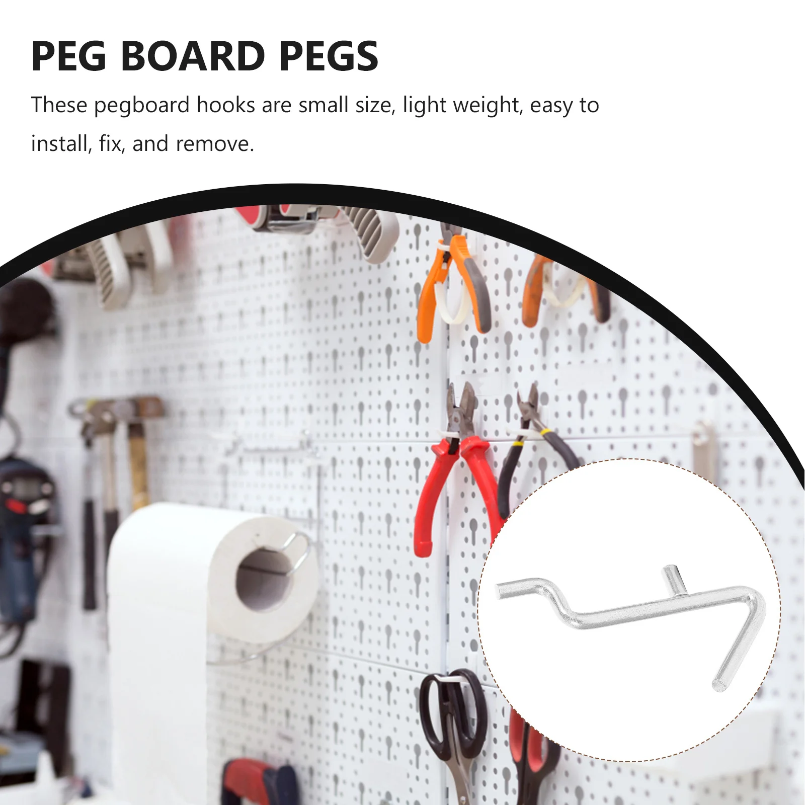 

20Pcs Metal Peg Hooks Sturdy Pegboard Tool Hangers Small Utility Hooks for Garage Home Pegs for Pegboard Keys Hanger
