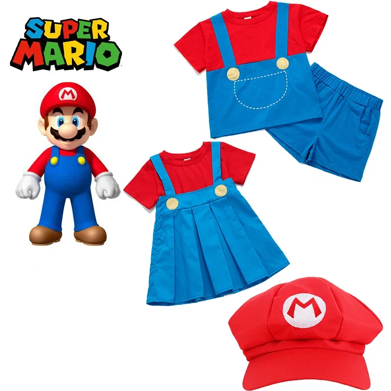 

Super Mary Children's Clothing 2022 New Cartoon Suit Sister and Brother Clothing Children's School Uniform Performance Costumes