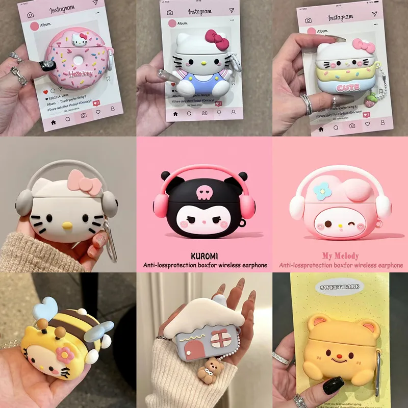 Cover for AirPods 4 Case 2024 3D Cartoon Cute Bear Earphone Earbuds Cover for AirPods Pro 2 3 2 1 Charging Bags