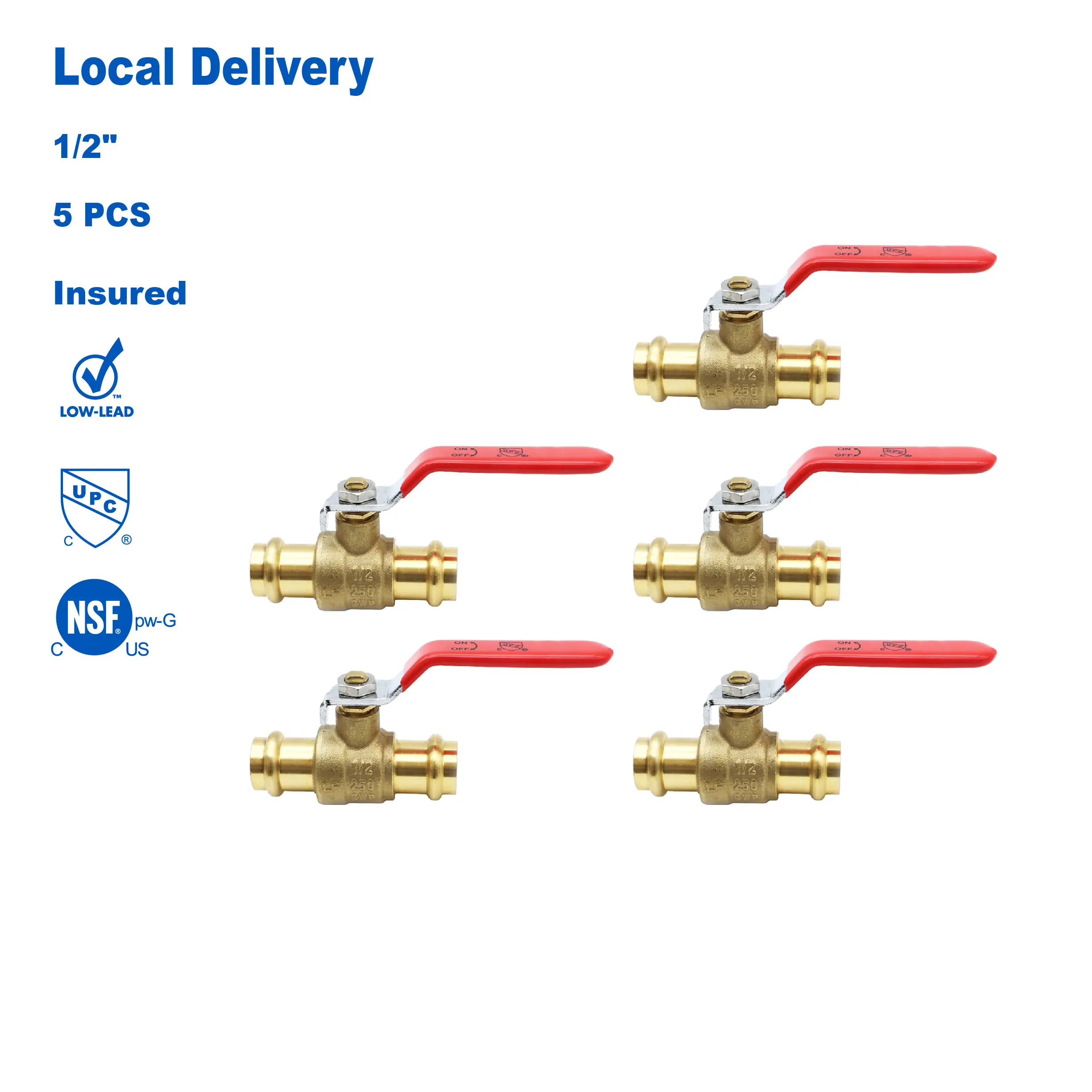 

Шаровой кран KING SMART 1/2" с полным проходом, пресс-фитинг; для систем горячего и холодного водоснабжения; 5 шт./упаковка; безсвинцовая латунь; 80244