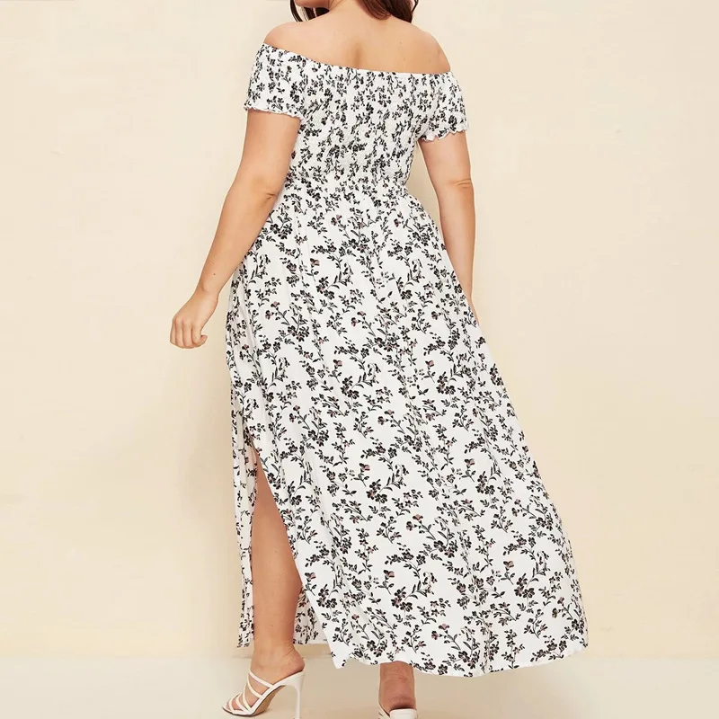 Robe longue fendue à imprimé floral pour femmes, robes Boho A-Line, Off Initiated, XXXL, 4XL, été