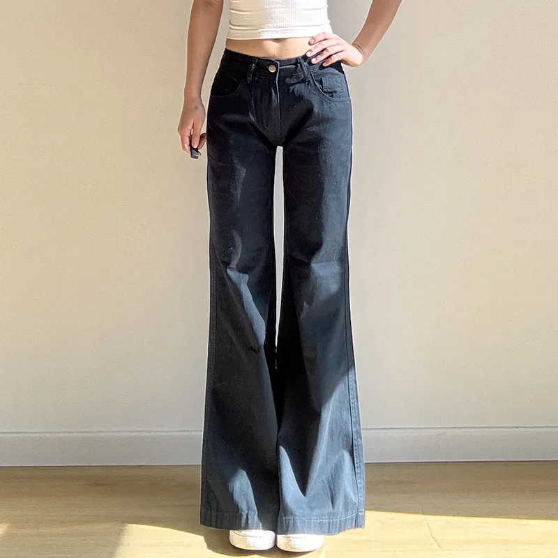 

American Retro Blue-based Low Waist Micro-pull Casual Micro-pull Jeans