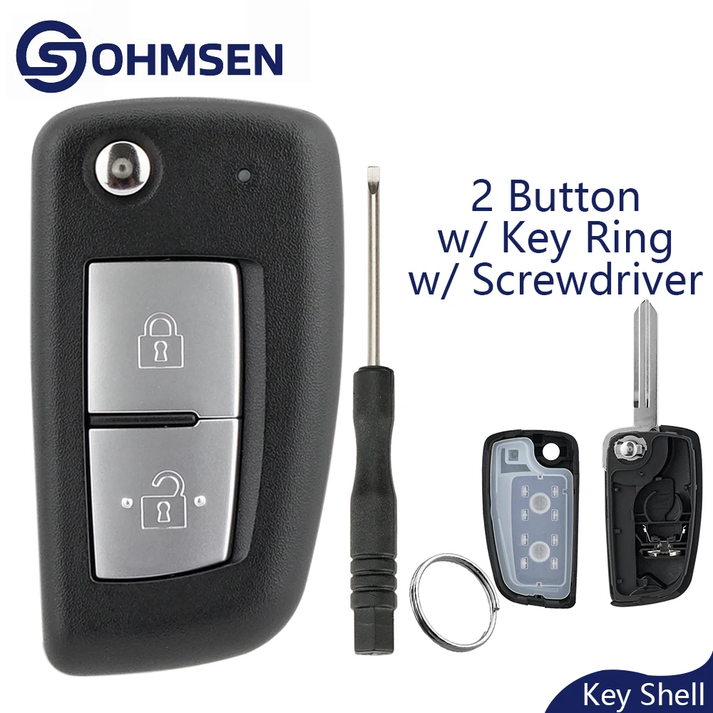 

2-кнопочный флип-чехол для автомобильного ключа для Nissan Qashqai JUKE Micra X-Trail, корпус дистанционного брелока