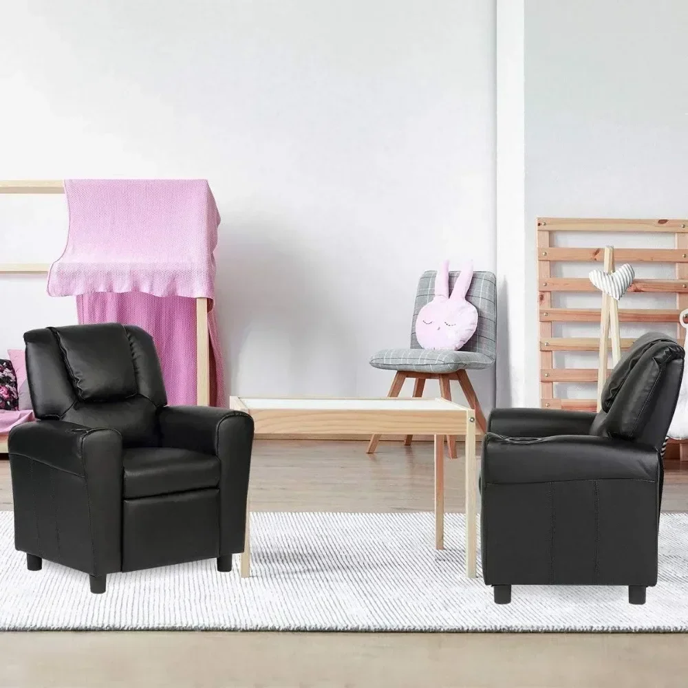 

Children's lounge chair, children's armchair, padded sofa with cup holder,backrest,baby leather sofa with headrest and footstool