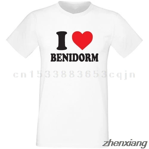 I Love Heart Benidorm T Shirt Mens Womens Lads Stag Holiday Hen Do Party Gift Print ,Hip Hop ,NEW ARRIVAL