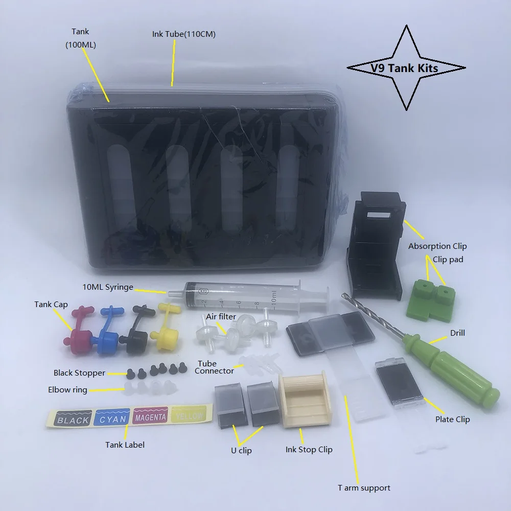 

YOTAT Universal 4 Colors DIY CISS kit with Accessories Suitable for for HP 300, 301,302, 303,304,305,650, 651, 652,702,703