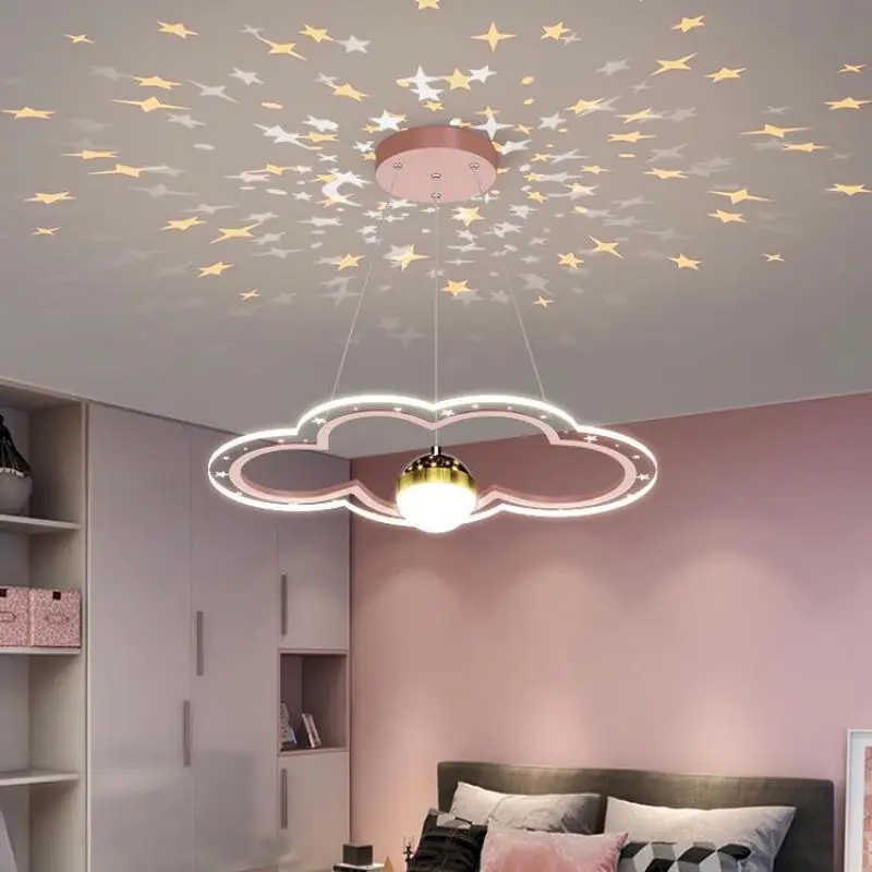 Pink blue yellow LED Cloud Chandelier Modern Ceiling Design Flower Lamp Creative Warm Romantic Starry Bedroom Led Chandeliers