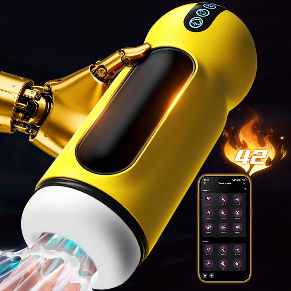 App aquecimento automático masculino masturbador copo sucção vibração aquecida vácuo bolso buceta Stroker boquete pênis brinquedos sexuais para homem