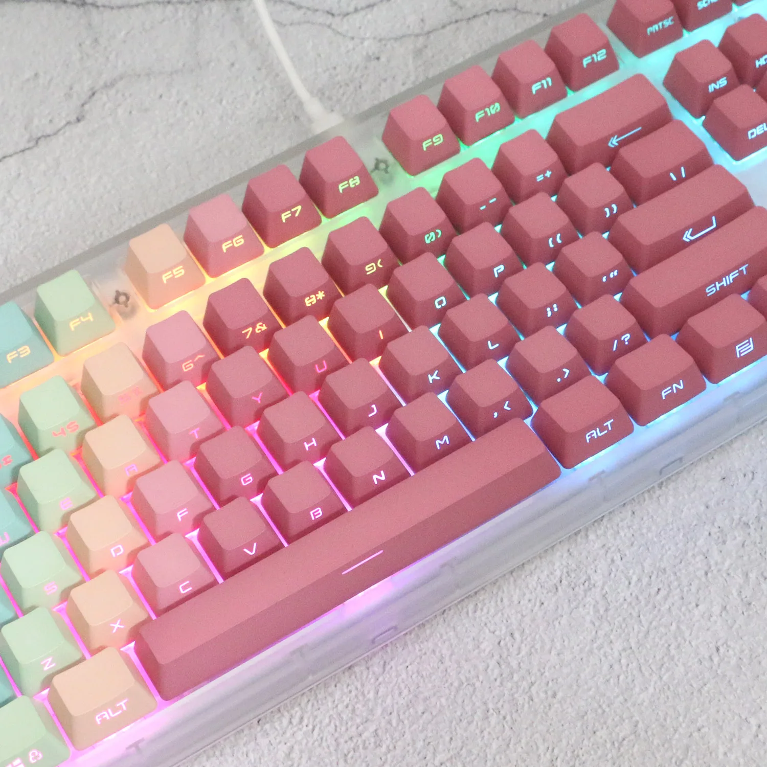 

105/123/134Keys/Set Rainbow PBT Translucent Keycaps OEM Height Material DIY Custom for Mechanical Keyboard Mx Switch 87/104 Gh60