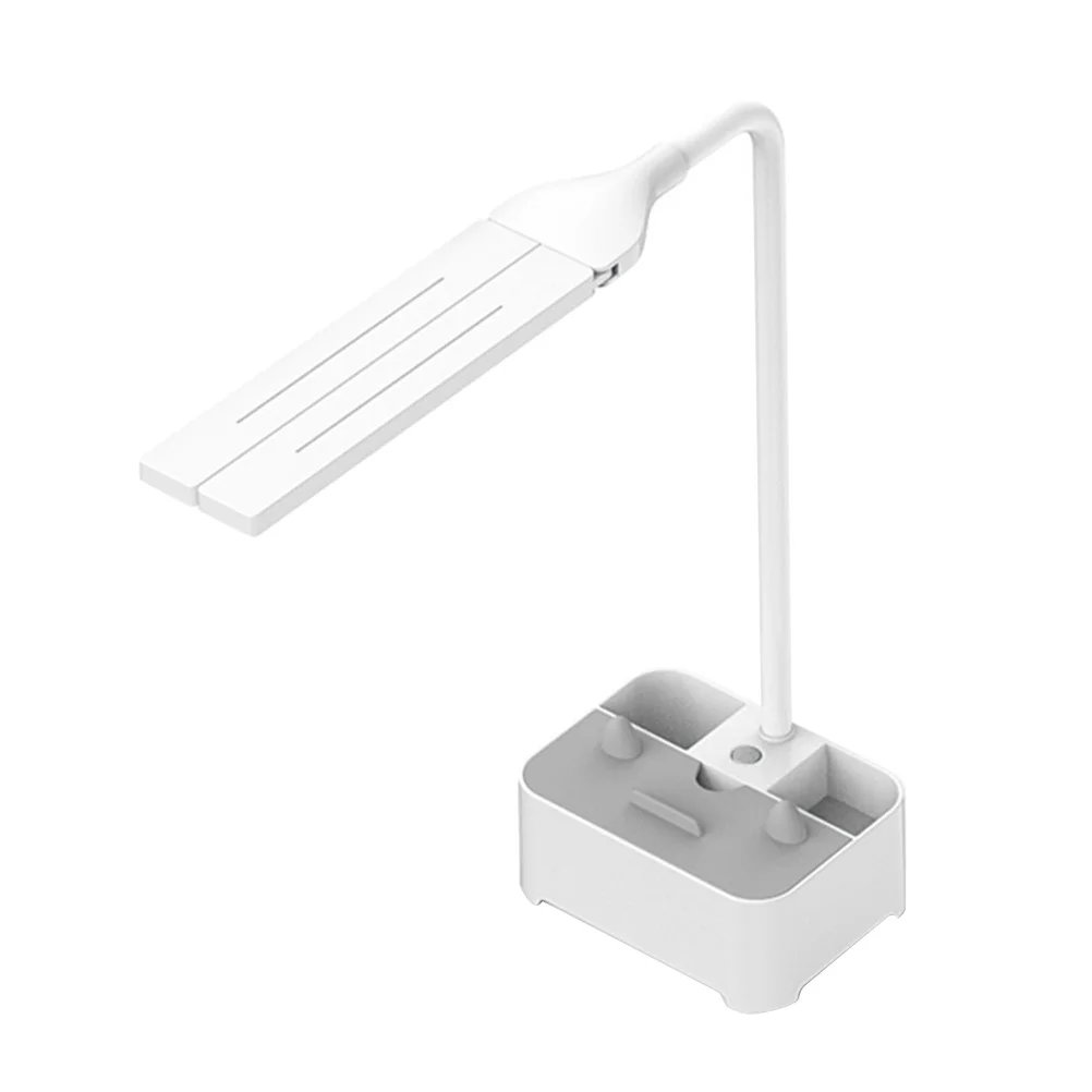 

Dual head Lamp for Home Office Students Reading Desk Lamps Mini Night Light USB Charging Phone Holder Pen Storage