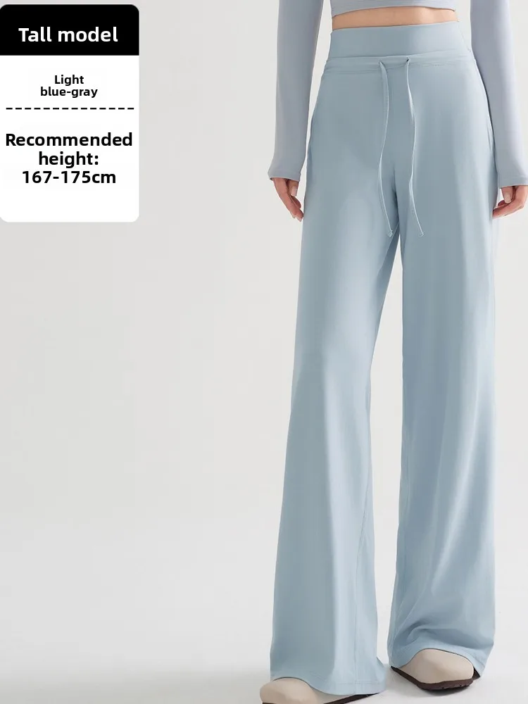 Pantalones de Yoga de Cintura Alta y Pierna Ancha para Mujer, Pantalones de Yoga Ajustados, Novedad de Otoño, Color Azul, Levanta Glúteos, con Cordón