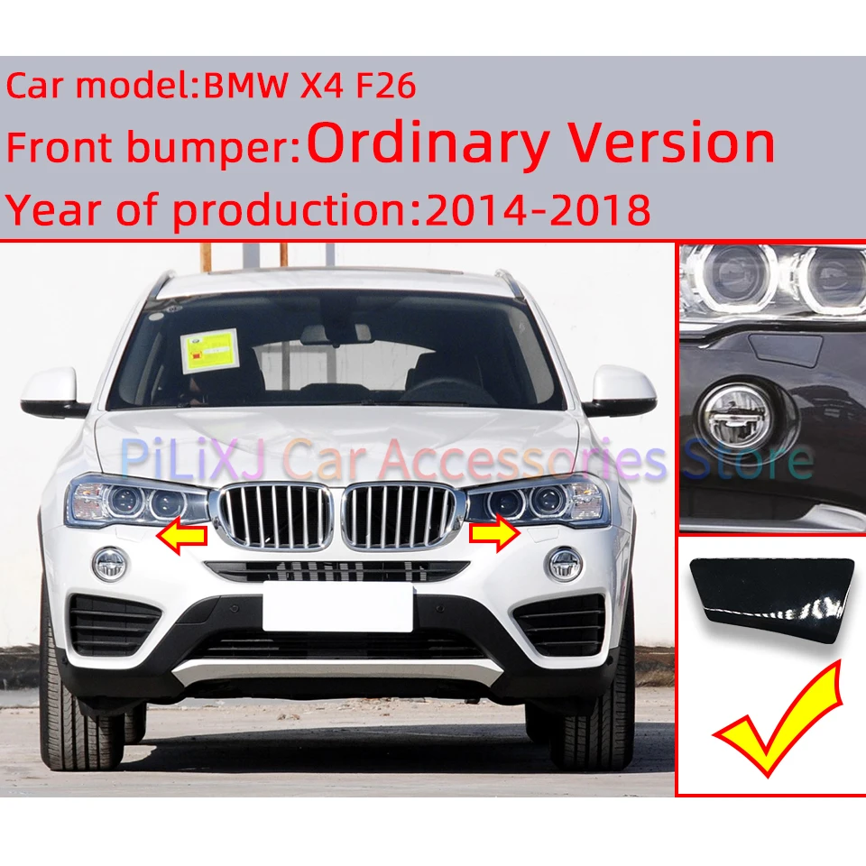 Auto Parts Front Bumper Headlight Washer Nozzle Cover Shell Cap For BMW X4 F26 2014-2018 High Quality Spray Paint Black White