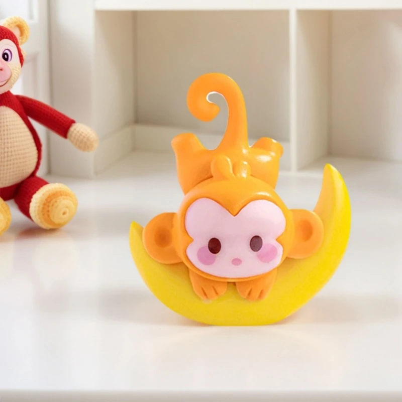 Set of 4 Cartoon Monkey Resins Figurine Moon Theme Plastic Desk Display Garden Landscape Decoration Present