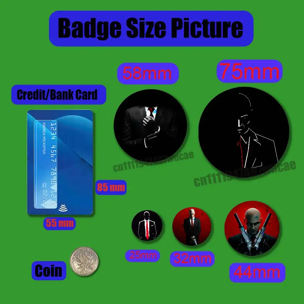 For Agent 47 Hitman Badge Cover Custom Pin Insignia Emblem Round Button 58mm 44mm Laser Film view 2