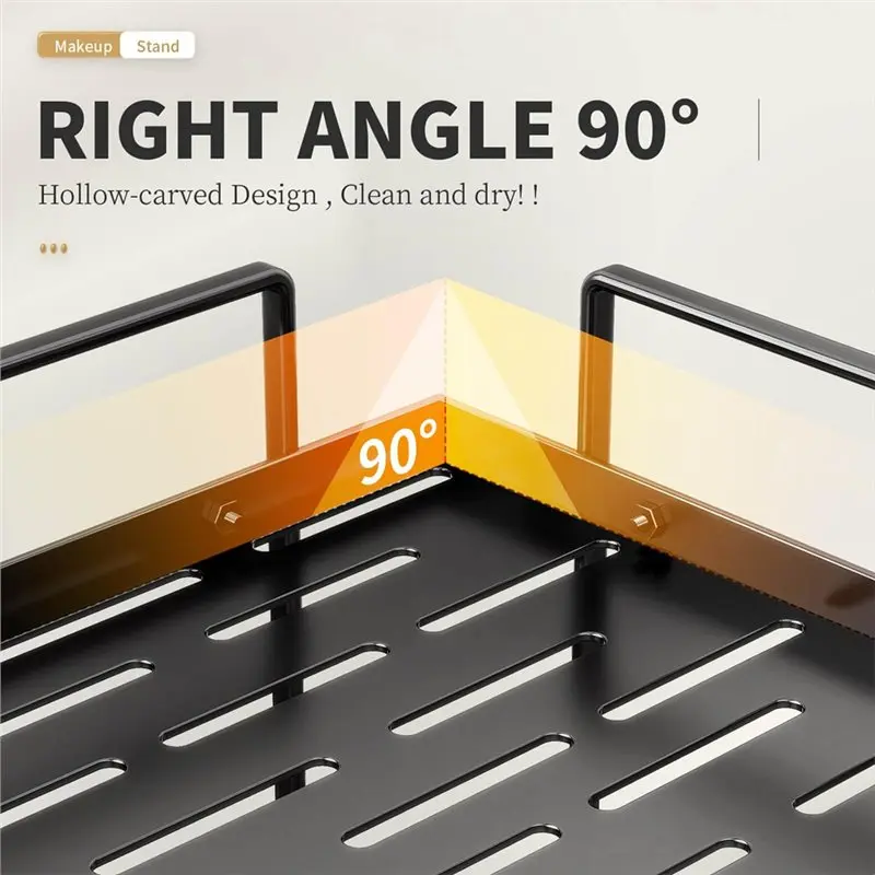 【OFF-SHELF】رف تخزين منظم لعداد الحمام بالزاوية السوداء للمنزل وإكسسوارات الثلاجة #3