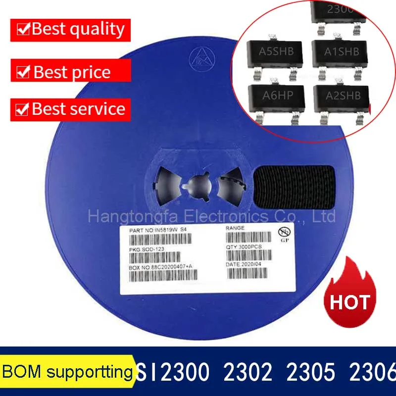 

3000PCS/Lot SI2300 SI2301 SI2302 SI2305 SI2306 SOT23 Marking 2300 A1SHB A2SHB A5SHB A6SHB a reel SOT23-3 SMD Transistor New