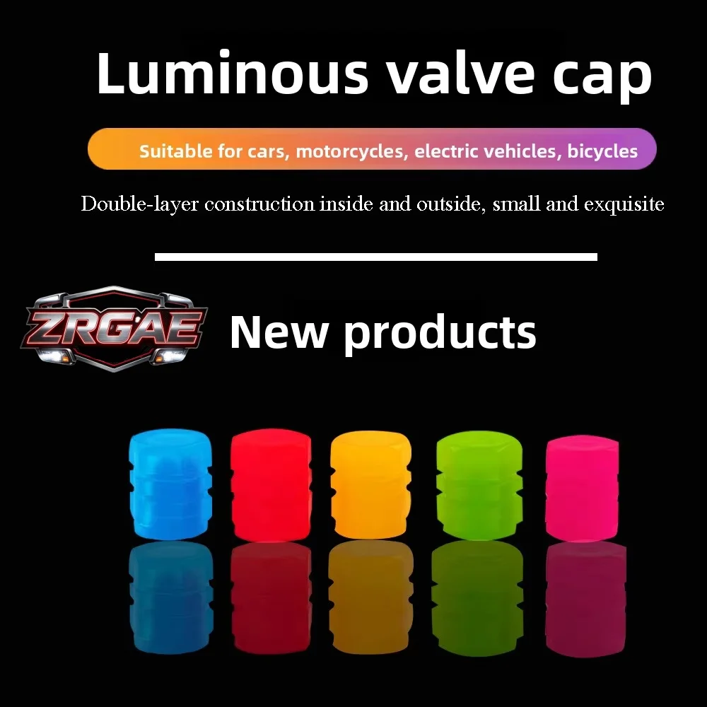 Car Tire Valve Caps 4Pcs Luminous Glow in the Dark Universal Wheel Valve Stem Covers Colorful for Car Motorcycle Bike Truck