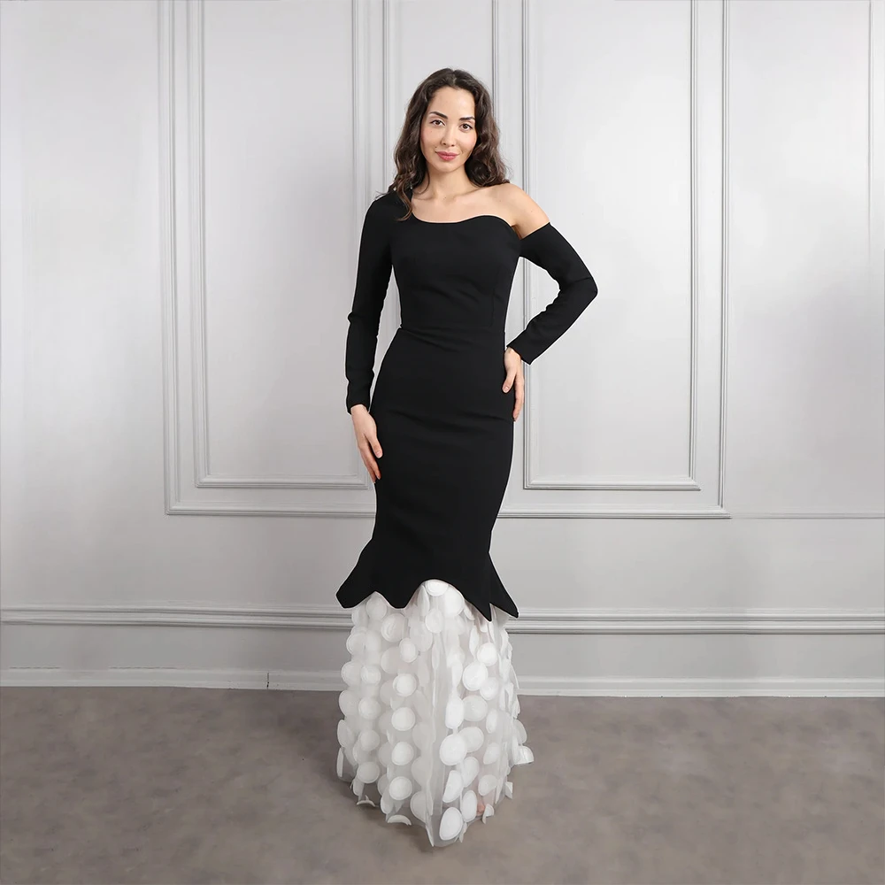 

Simple Evening Dresses One Shoulder Long Sleeves Mermaid Evening Gowns Elegant Floor Length Prom Dresses Customized 2025