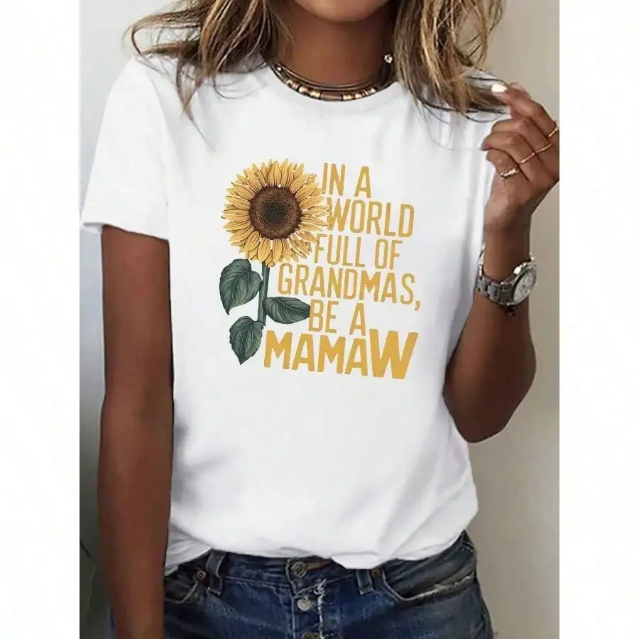 

Be A MAMAW Cotton Tee 1pc Be A MAMAW Graphic Tee 100% Cotton Crew Neck T Shirt Casual All Season Knit Fabric Top
