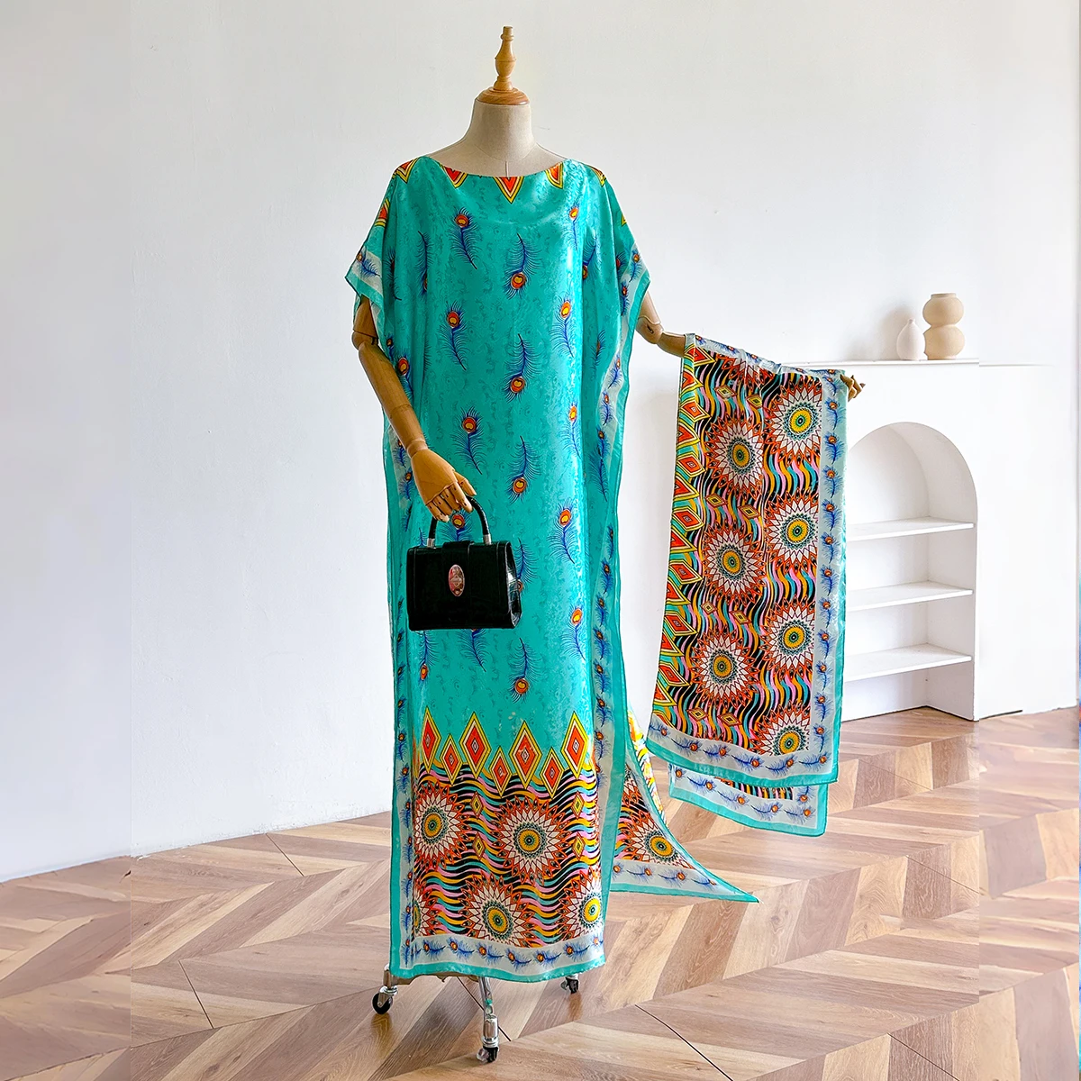 2025 موضة جديدة عباية كبيرة الحجم المرأة الأفريقية الأوشحة دبي Dashiki شال عادية الأزهار نمط فضفاض فستان طويل وشاح خمر #1