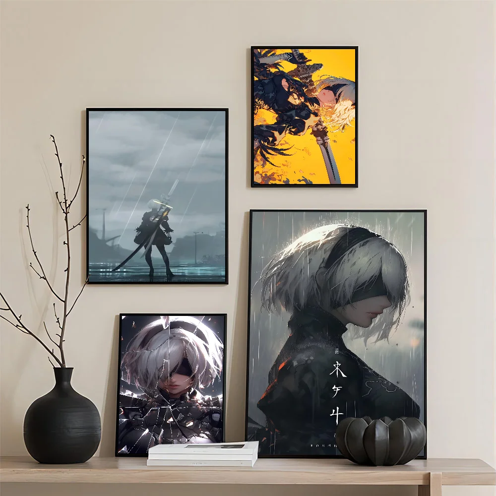 Nier Japanese Anime Self-adhesive Art Poster Fancy Wall Sticker For Living Room Bar Decoration Vintage Decorative Painting