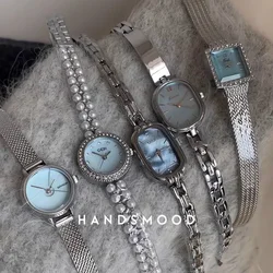 Blue Romantic Breath 2024 Multi-style Women's Quartz Watch Waterproof Alloy Strap Pearl Bracelet Bracelet Clock Girl Lover Gift