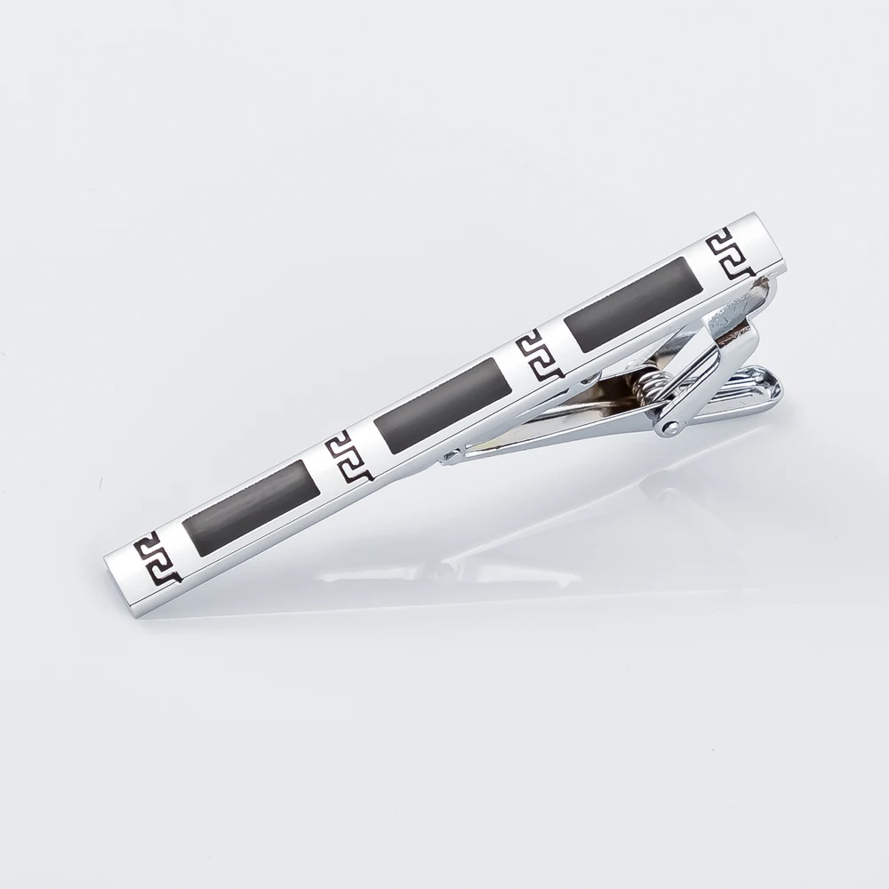 أزياء ربطة عنق معدنية كليب بسيط الأعمال الزفاف الأسود المينا رابطة عنق كليب للرجال التعادل بالجملة