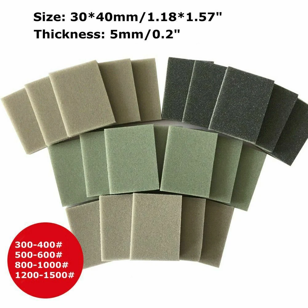 Lot de 10 blocs éponges de ponçage humide et sec, tampons de ponçage 30x40mm pour carrosserie automobile, métal, plastique, polissage, pack varié 300-1500 grains