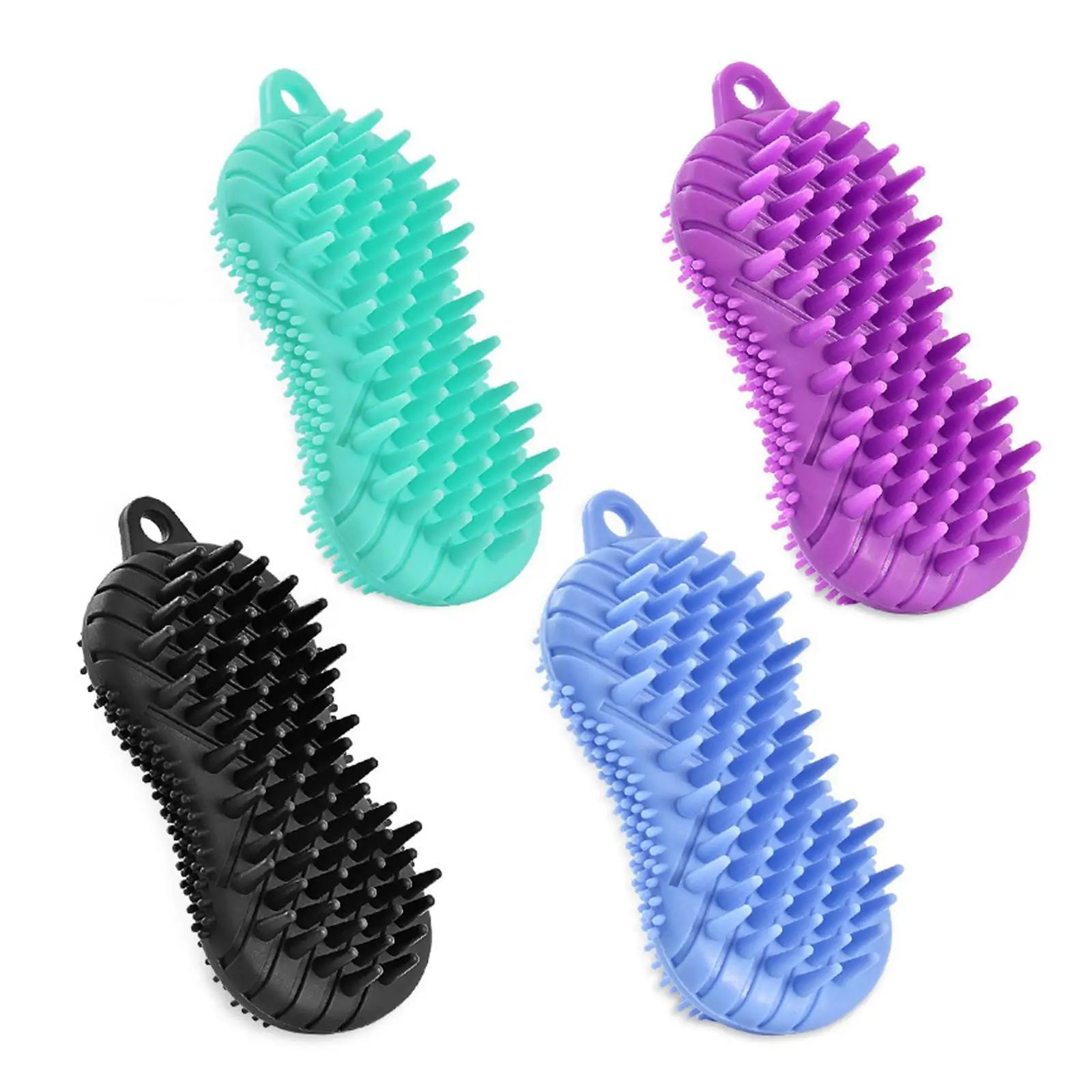 Silicone Body Scrubber Bath Brush, Four Sided Shower Loofah, for Kid Women Men