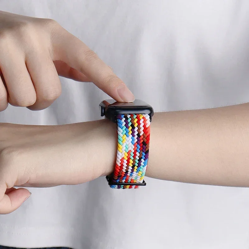 Braided Solo Loop For Apple watch Band 44mm 45mm 42mm 46mm 40mm 41mm Ultra 49mm bracelet correa Series 9 10 7 8 3 5 SE 6 Strap image 3