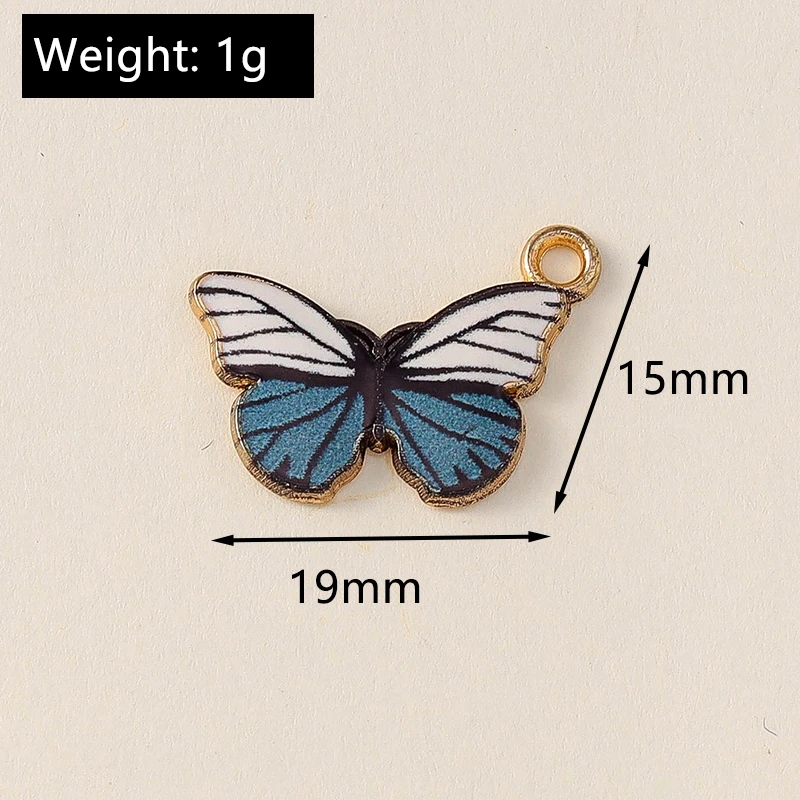 10 Stück 15x21mm Niedliche Emaille-Schmetterlingsanhänger für Schmuckherstellung, Ohrringe, Anhänger, Halsketten, Armbänder, DIY-Bastelzubehör – Detail 5
