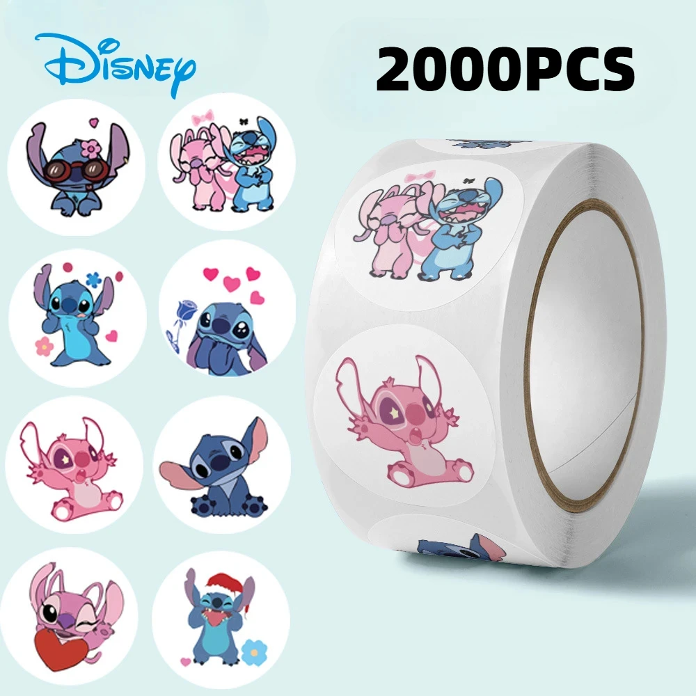 

Disney 500/2000pcs Kawaii Stitch Diy Stickers Anime Seal Label Decorative Cartoon Kids Party Candy Stickers Rolls Stickers Toys