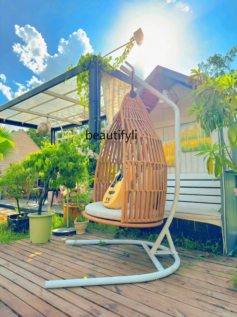 Hanging chair Home balcony Garden courtyard Single swing Cradle chair Hanging basket