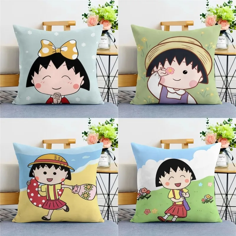 

Chibi Maruko-chan pillowcase cute girly cartoon pillowcaseBedroom Sofa Decorative Cushion Cover With Zipper Soft Cushion Cover