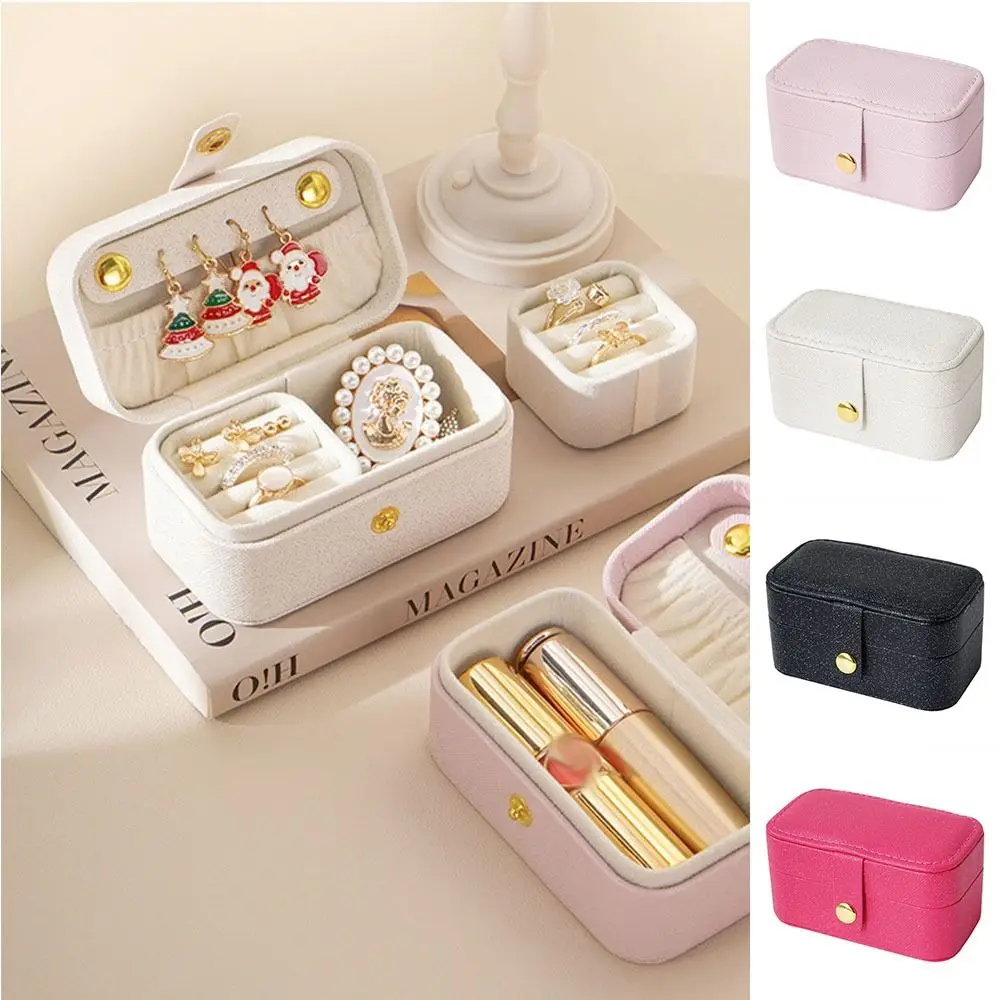 Simple Cute PU Jewelry Storage Box Unique Jewelry Display Container Portable Ring Necklace Case Girls Earring Organizer