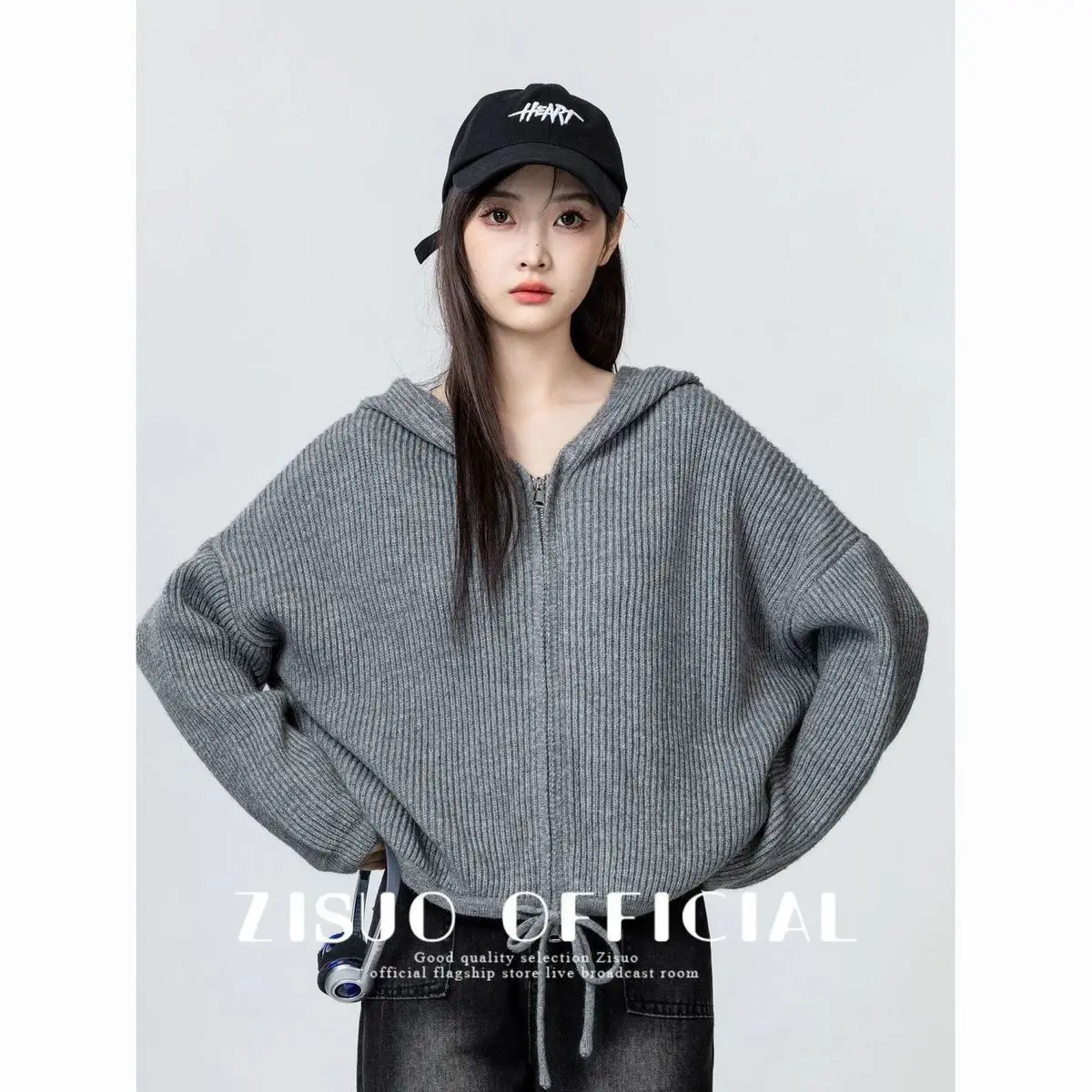 Rits met capuchon 2025, herfst en winter, nieuwe losse stijl gebreide trui vest jas top