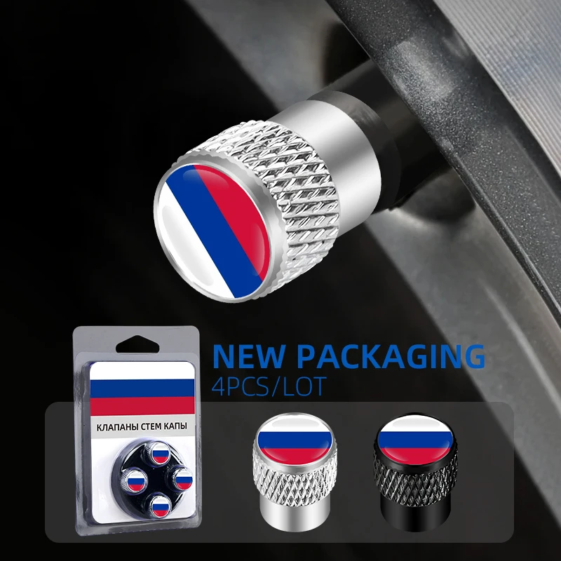 NEW Car Tire Valve Stems Cap Knurling Style Tire Valve Caps BED-H653 for National Flag Flag of Russia Accessories