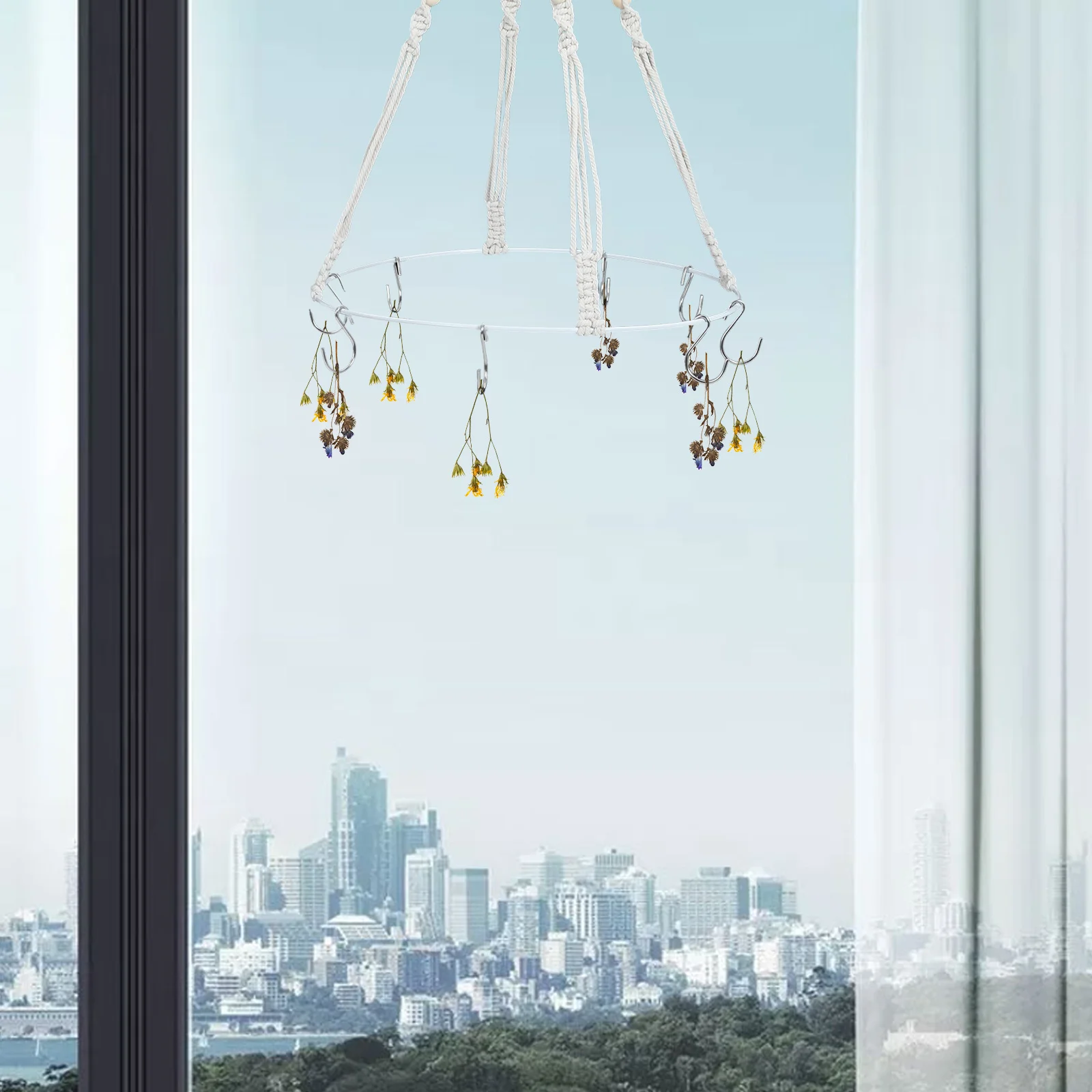 

1Set Macrame Herb Drying Rack Hanging Cotton Rope Woven Drier for Flowers Spice Plant Decoration Hanging Drying Rack for Herb