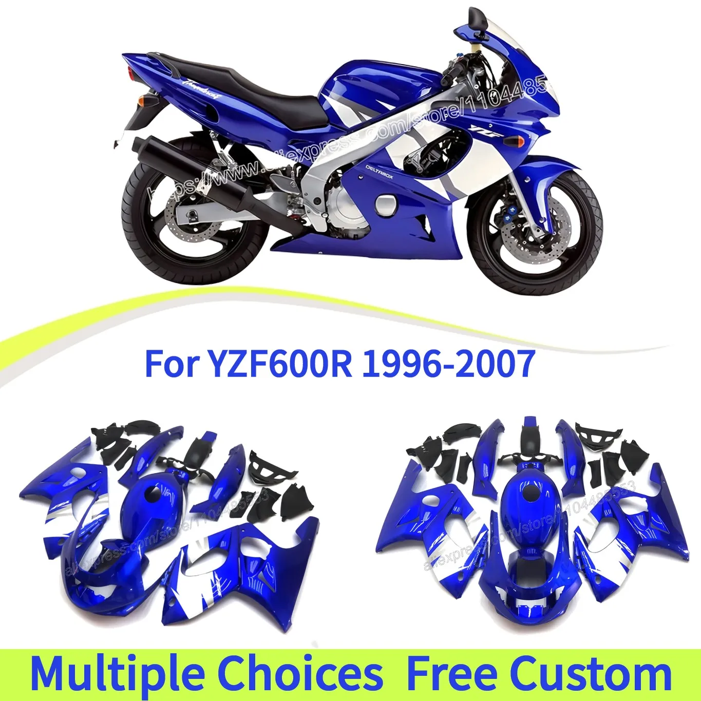 

Bodywork kits For Yamaha YZF600R 1996-2007 ThunderCat 4TV 96-07 blue white ABS Plastic Full Fairings Set