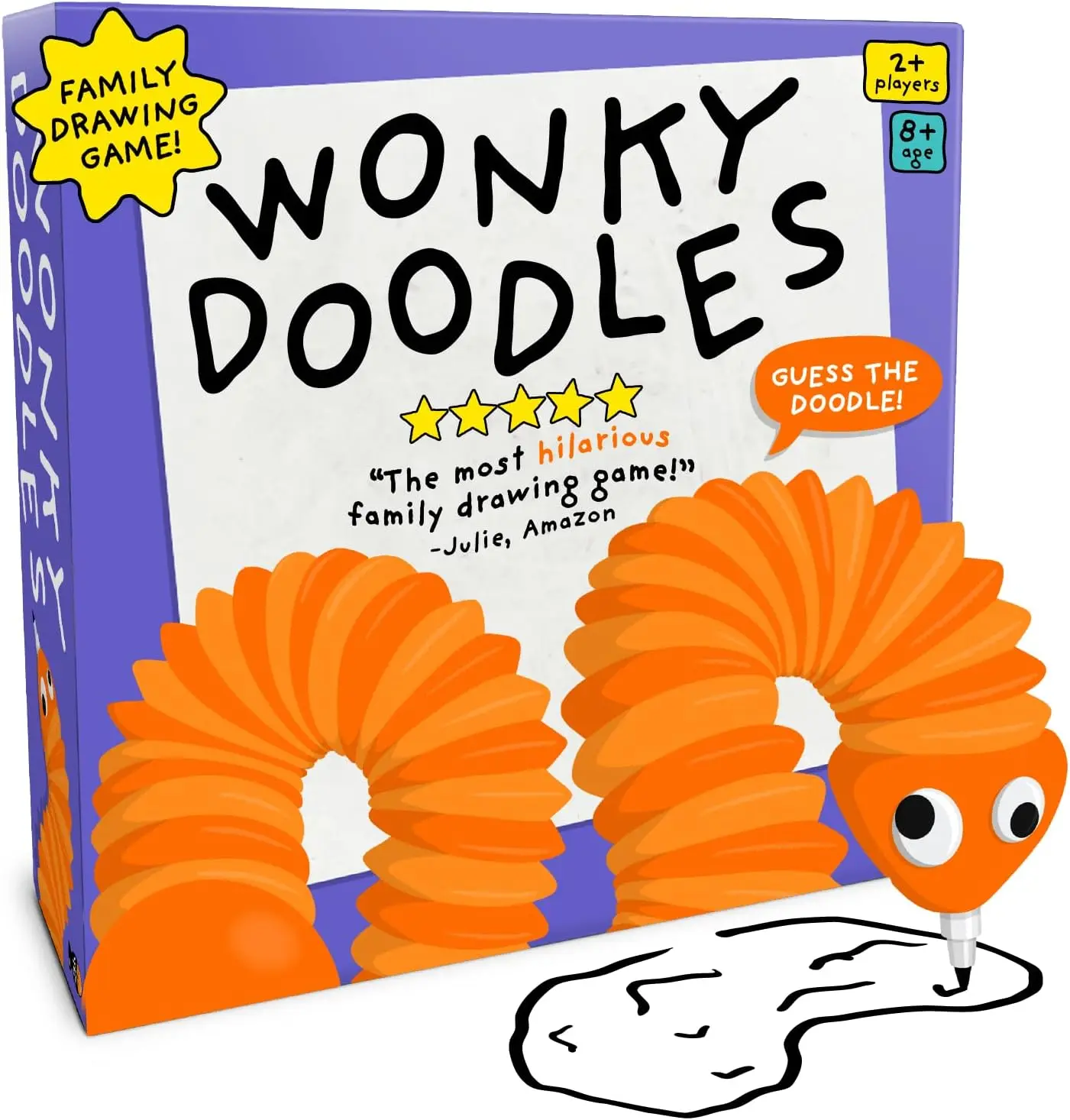 Wonky Doodles: Lustiges Zeichenspiel für Familienabende und Partys – Wackelstift, 150 Karten, ab 8 Jahren
