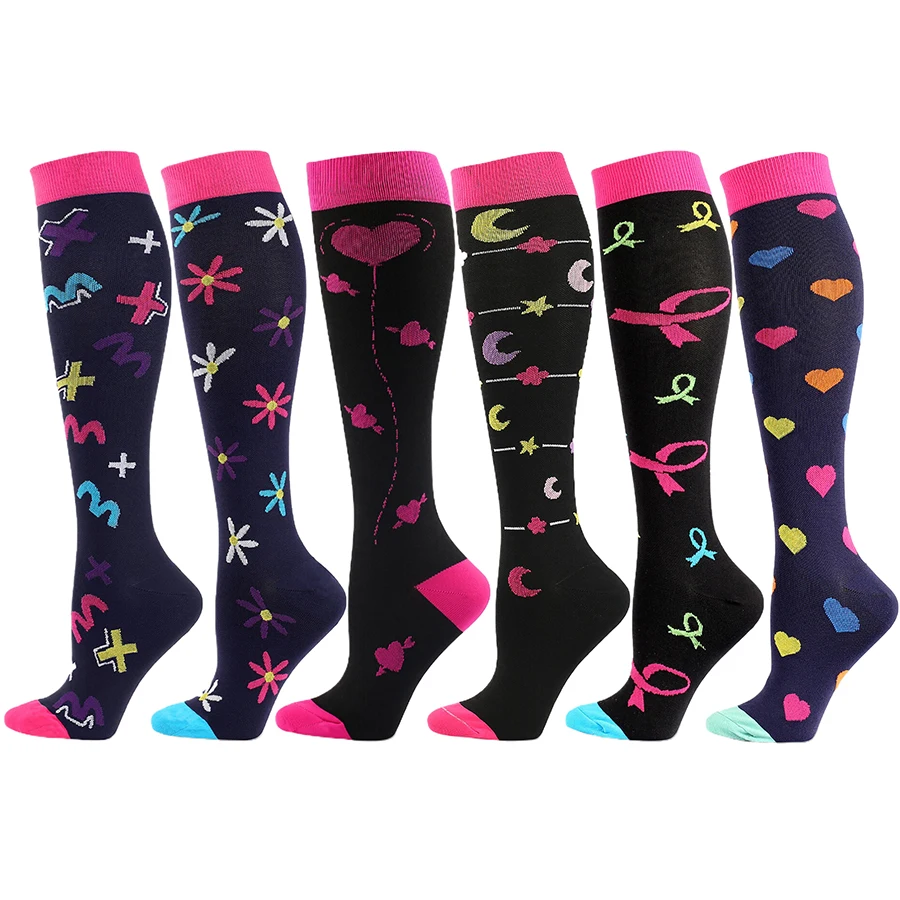

6Pairs Men Women Compression Socks for Sport Cycling Running Yoga Hiking Tennis Skateboard Exercise Athletic Performance Socks