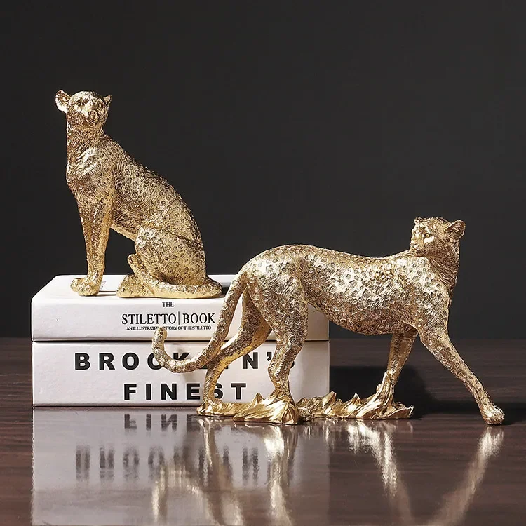 Modern Leopard Resin Sculpture Minimalist Panther Statue for Living Room Office Desk Elegant Animal Decor Art Piece Wholesale