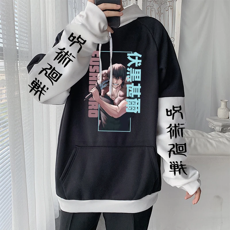 Jujutsu Kaisen Fushiguro Toji Japanese Anime Hoodies Men Autumn Winter Streetwear Casual Plus Size Unisex Patchwork Sweatshirts