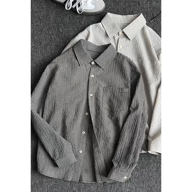 Men Shirts Clothing Spring New Big And Tall Plaid Long Sleeve Button Down Shirt For Men Casual Style