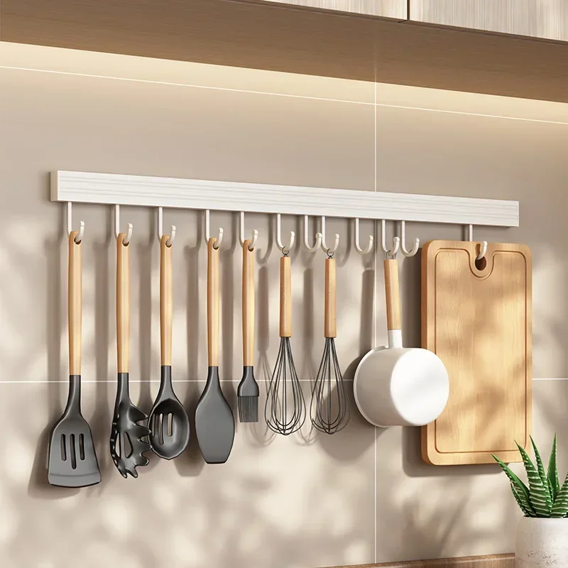 20/30/40/50CM Kitchen Hook Rack Punch-free Wall Mounted Storage Racks For Cup Kitchenware Home Bathroom Kitchen Accessories