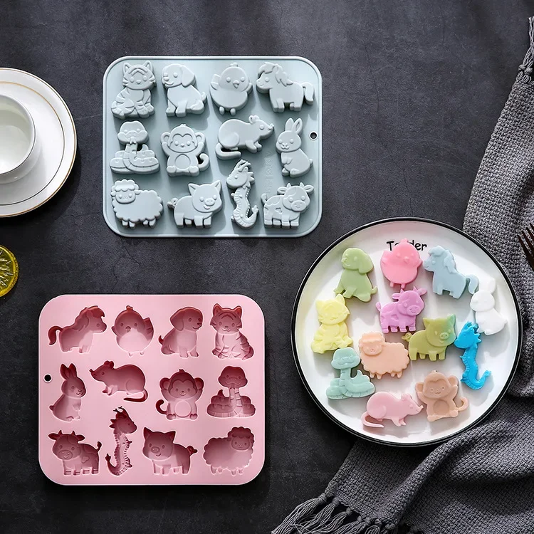 12-hole 12 Zodiac Theme Modeling Silicone Mold Fondant Cake Chocolate Mold Ice Cube Cake Mould Cake Decoration Accessories