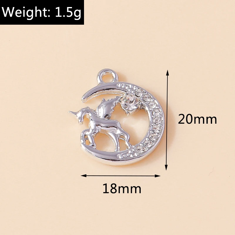 Leslie 10pcs Charms Exquisite Silver Color Crystal Flying Horse Unicorn Pendants For Bracelet Necklace Handmade Jewelry Making