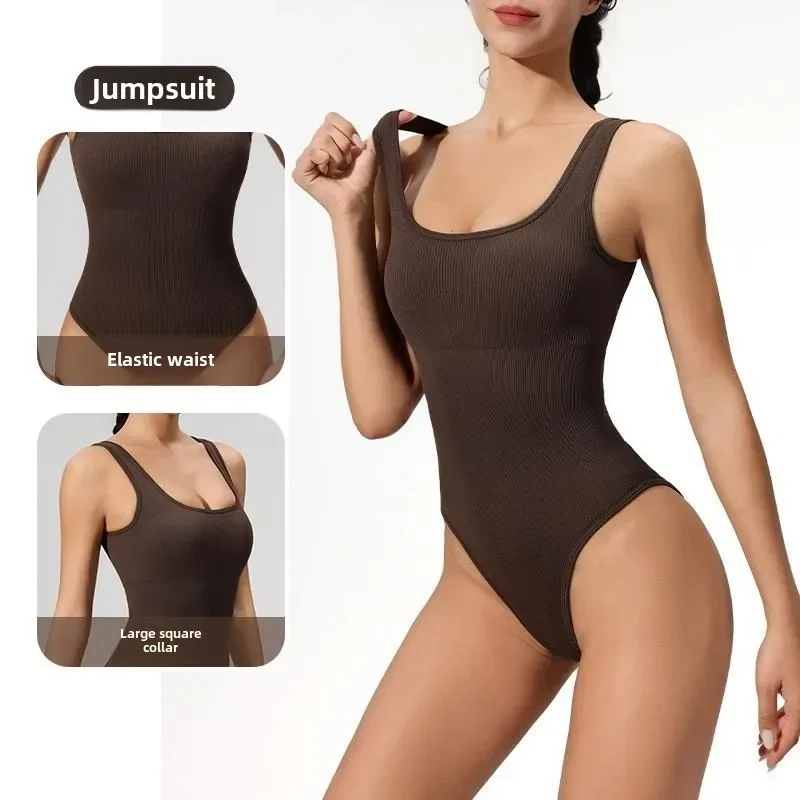 

Toning Thread Jumpsuit Abdominal Exercise Fitness One-piece Yoga Suit Women Seamless Shoulder Vest Yoga Jumpsuit